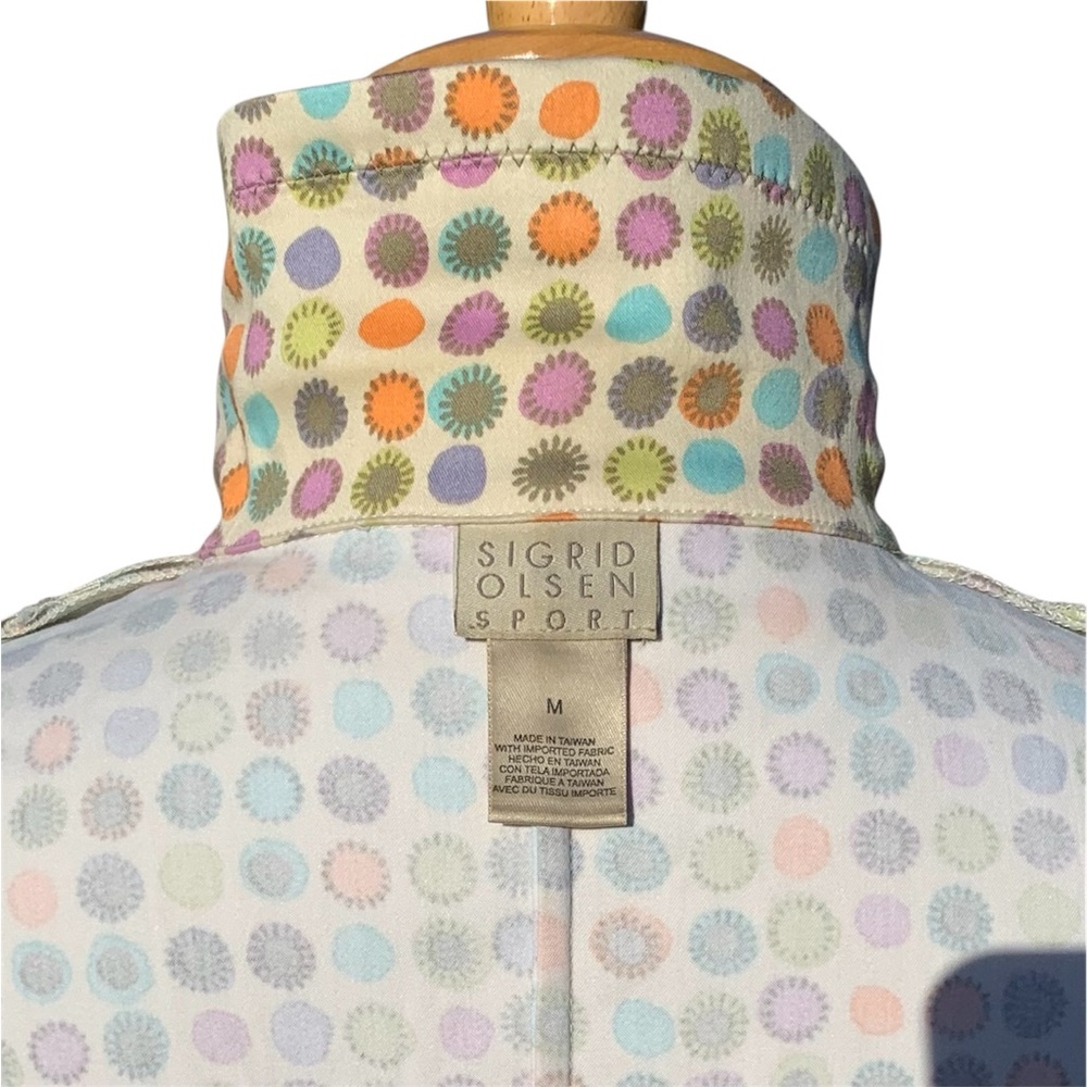 Sigrid Olsen Sport Multi-Colored Polka Dot Button Front Retro Jacket ~ Medium - Picture 11 of 13